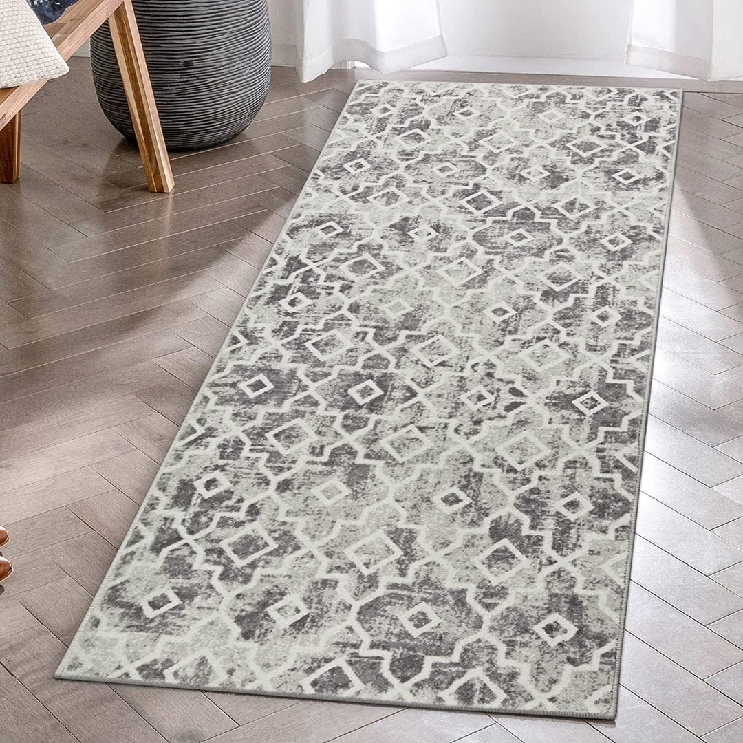 KIMODE Marokkanisch Geometrisch Teppich Läufer 60x130cm, Weich rutschfest Waschbarer Kunstwolle Mode