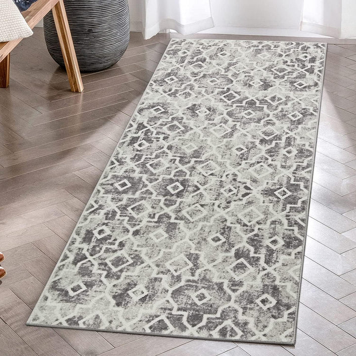 KIMODE Marokkanisch Geometrisch Teppich Läufer 60x130cm, Weich rutschfest Waschbarer Kunstwolle Mode