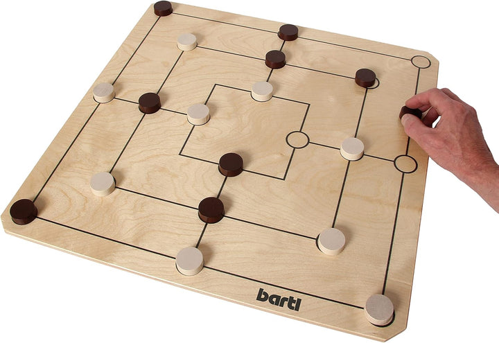 Bartl 107349 Brettspiel Mühle und Dame gross aus Holz XXL Format 50cm x