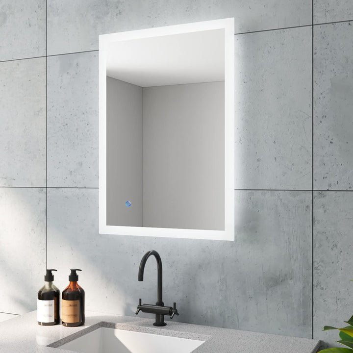 BOURGES-Serie Badspiegel mit indirekt Beleuchtung Hell Eckig 50x70 cm LED Badezimmerspiegel Günstig