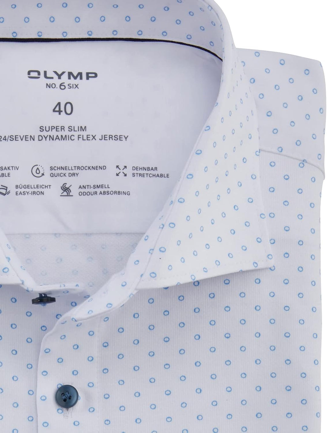 OLYMP Herren Businesshemd Langarm No. Six 24/Seven,super Slim,Kent-Kragen, 37 Weiss 00