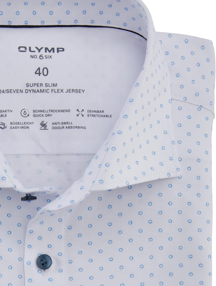 OLYMP Herren Businesshemd Langarm No. Six 24/Seven,super Slim,Kent-Kragen, 37 Weiss 00