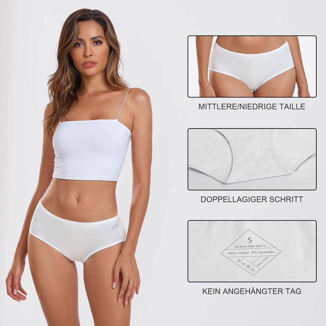 coskefy Unterhosen Damen, 6er Pack Slips Damen Baumwolle, Bequeme Frauen Unterwäsche, Atmungsaktiv P