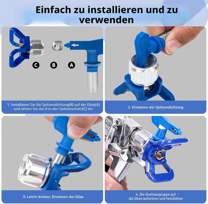 6 Pcs Airless Farbdüsen Set, Reversible Sprühmaschine Spitzen Airless Farbsprühdüse Zubehör Kit für