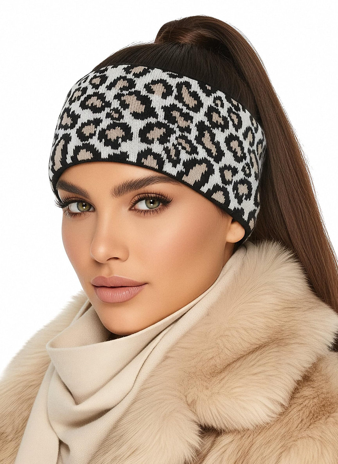 Baesics Stirnband Leo Schwarz Weiss für Damen & Herren – warme & elastische Unisex Ohrenwärmer mit F