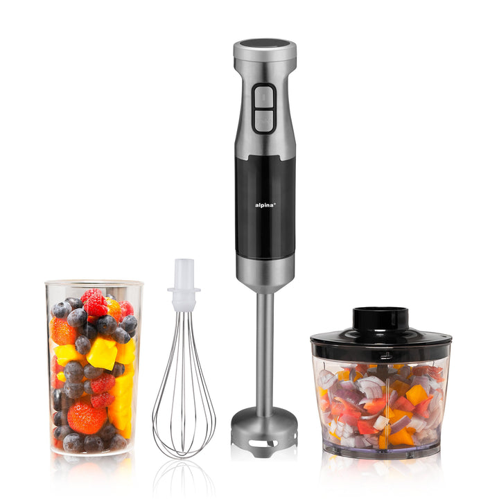 ALPINA Stabmixer, 1000 Watt, Rostfreier Edelstahl, Schwarz-Silber