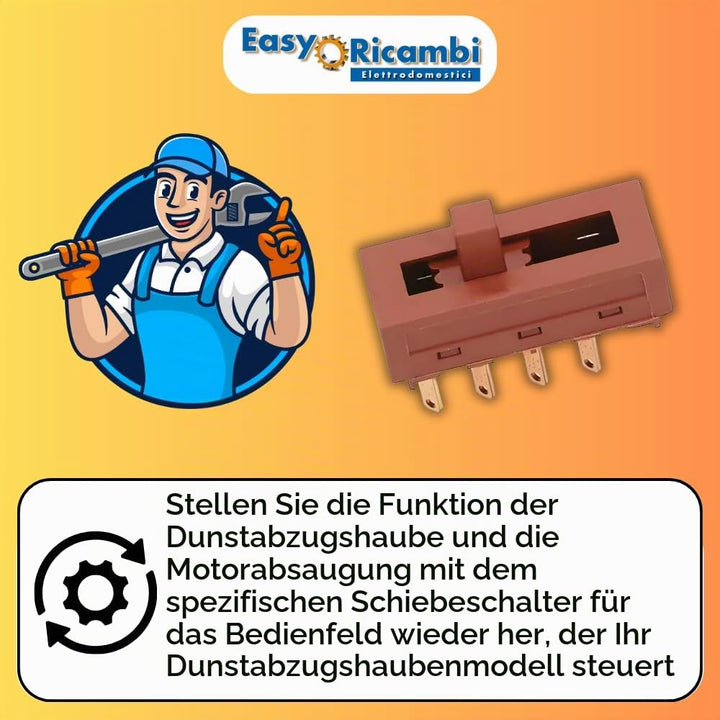 EasyRicambi – Dunstabzugshaubenschalter für Haubenmotorgeschwindigkeit, 8 Kontakte 4 Positionen 0-I-