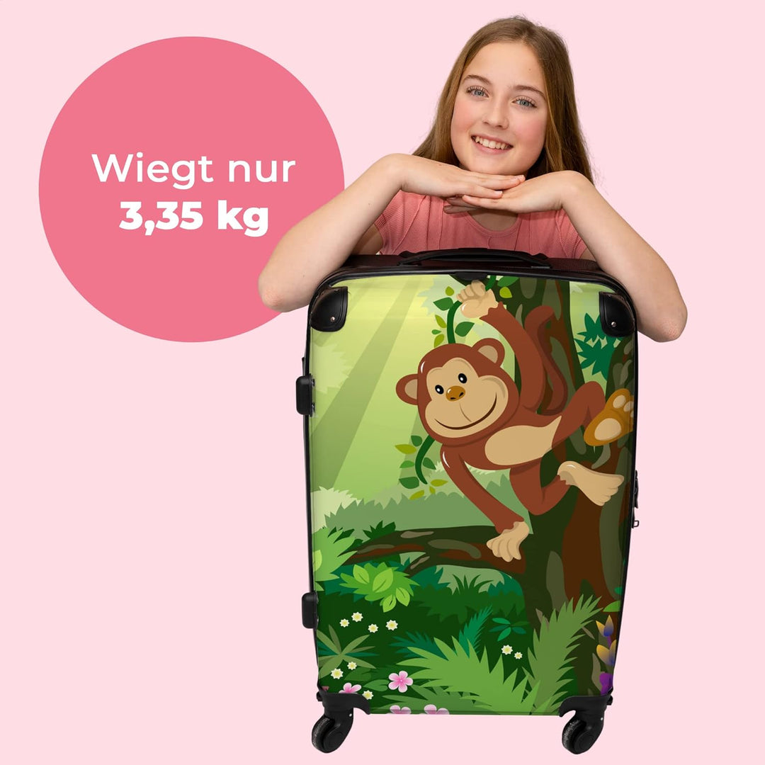 NoBoringSuitcases.com® Koffer gross Trolley Rollkoffer Reisekoffer mit 4 Rollen Fotokoffer - AFFE -