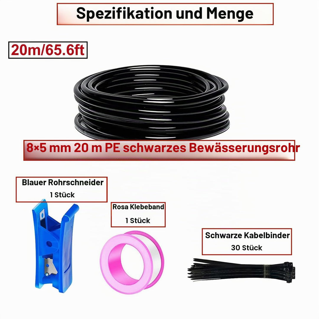 HUAZIZ 20m Pneumatik Schlauch Kit 8mm, bewässerungssystem, 360° biegbares Tropfbewässerungsset, 10St