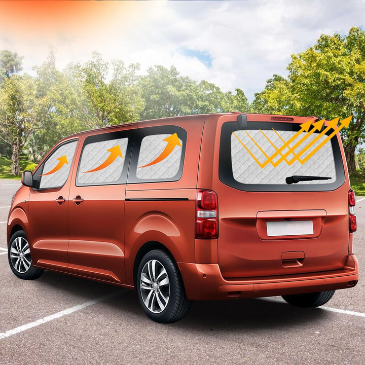 Thermomatte Fahrerhaus Innen Kompatibel mit 2017-2026 Citroen Dispatch, 8PCS LWB Faltbare Sonnenschu