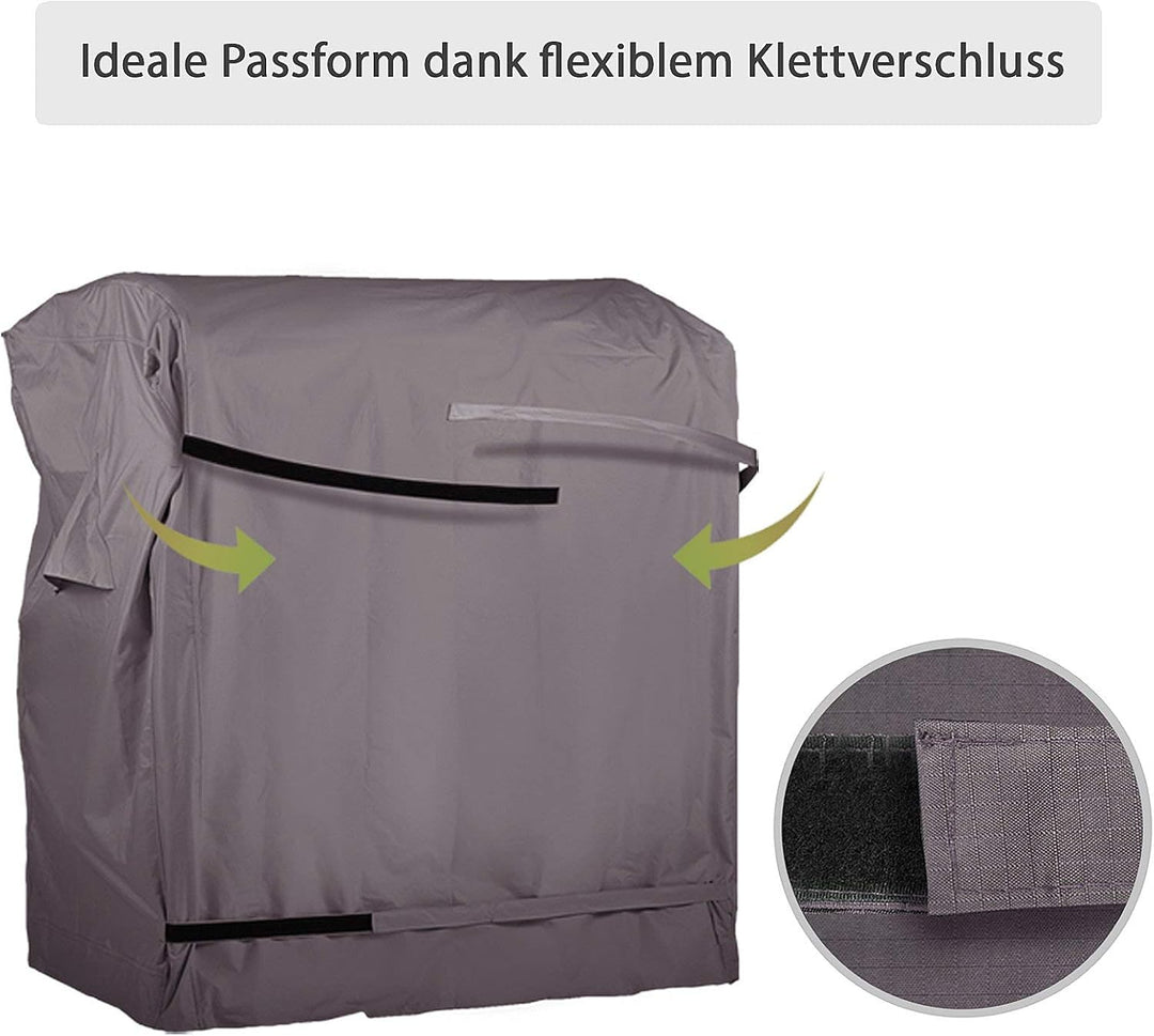 Strandkorb Hanse Schutzhülle Winterfest aus 600 D Oxford Gewebe mit extra flexiblem Klettverschluss,