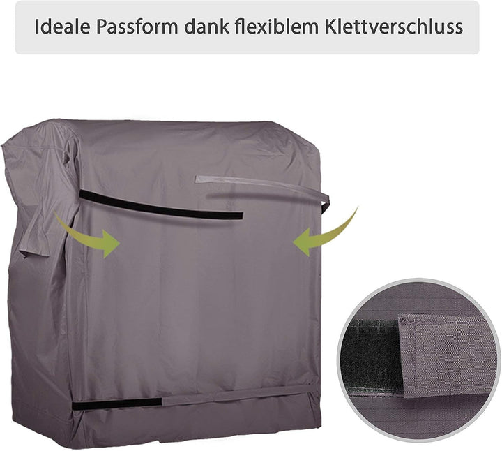 Strandkorb Hanse Schutzhülle Winterfest aus 600 D Oxford Gewebe mit extra flexiblem Klettverschluss,
