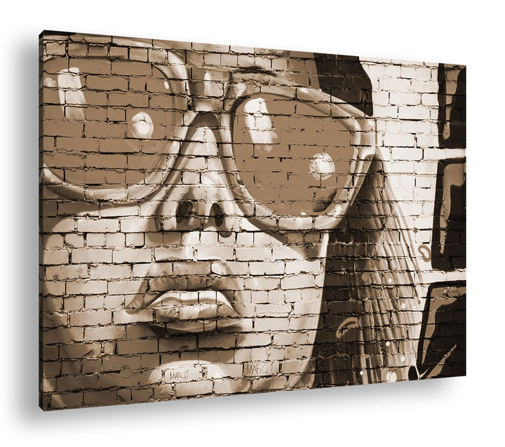 deyoli Grafiti Fau mit Sonnenbrille Format: 80x60 Effekt: Sepia als Leinwandbild, Motiv fertig gerah