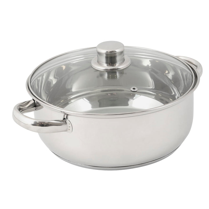 Crealys 502385 4 Liter Edelstahl-Kochtopf, 24 cm Durchmesser – mit Dampfgardeckel aus Glas – für all
