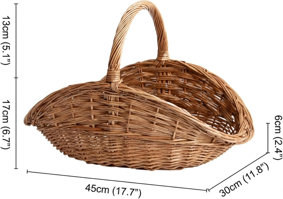 Erntekorb, handgewebter Gartenkorb mit Griff, grosse gewebte Picknickkörbe für Garten, Bauernhaus-De