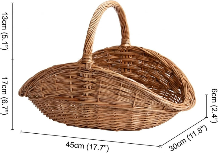 Erntekorb, handgewebter Gartenkorb mit Griff, grosse gewebte Picknickkörbe für Garten, Bauernhaus-De