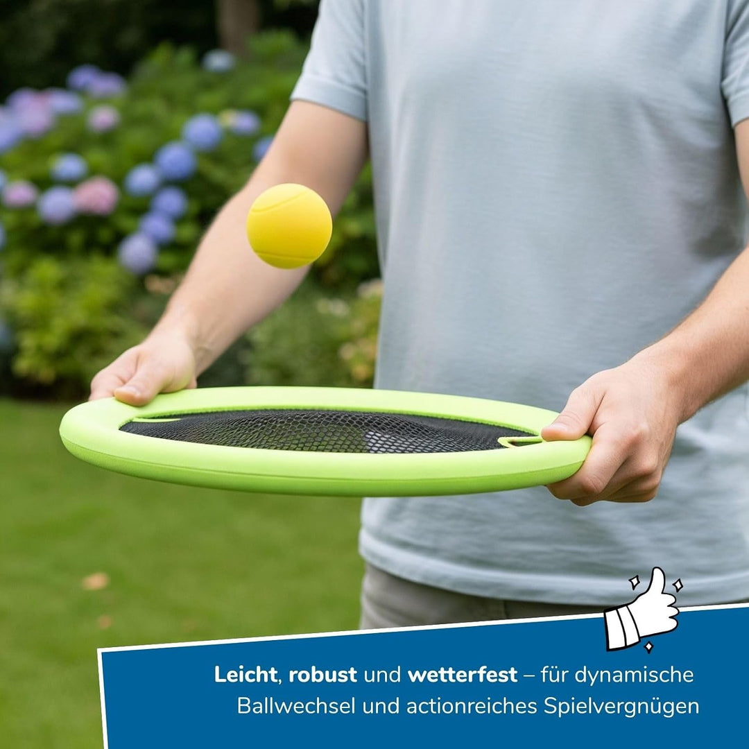 alldoro 2 in 1 Beachball-Set &amp; Wurfscheibe, 2 Schläger Ø 40 cm &amp; 2 Bälle 60049, 60049