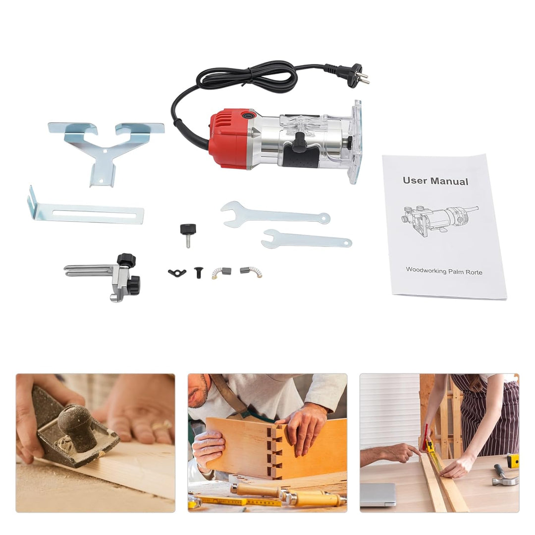 800W Einhandfräse Holzschneidemaschine, 1/4'' Elektrische Oberfräse Kantenfräse aus Aluminium Einste
