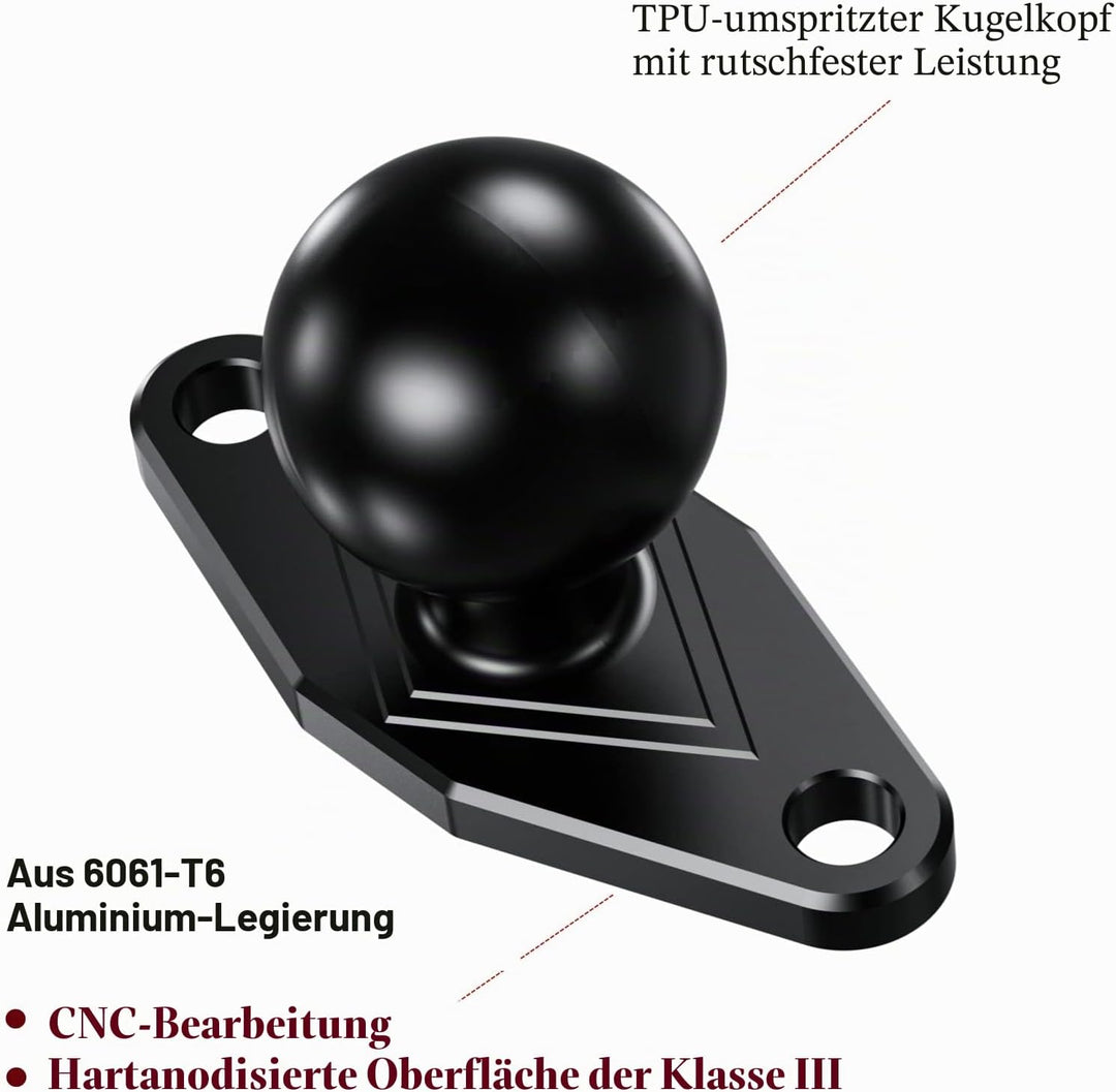 BRCOVAN 2St, Aluminiumlegierung Diamant-Montagebasis mit 1 Zoll TPU Kugel Kompatibel mit RAM Mounts
