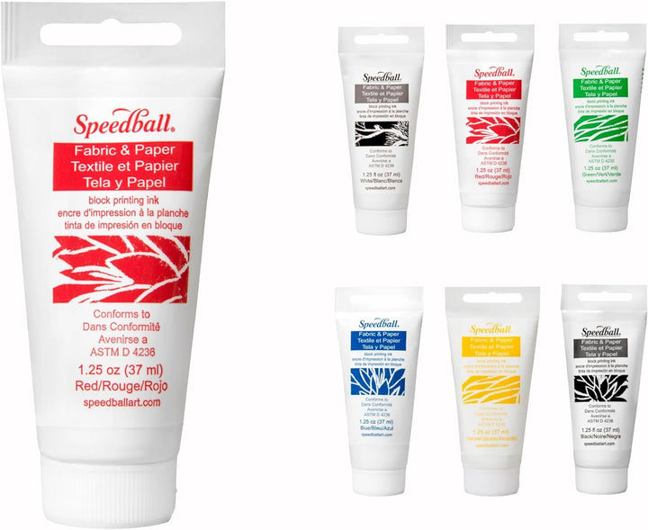 Speedball Unbekannt Stoff- und Papierblockdrucktinten-Set, 6 Farben, 3479, Sortiert, Units