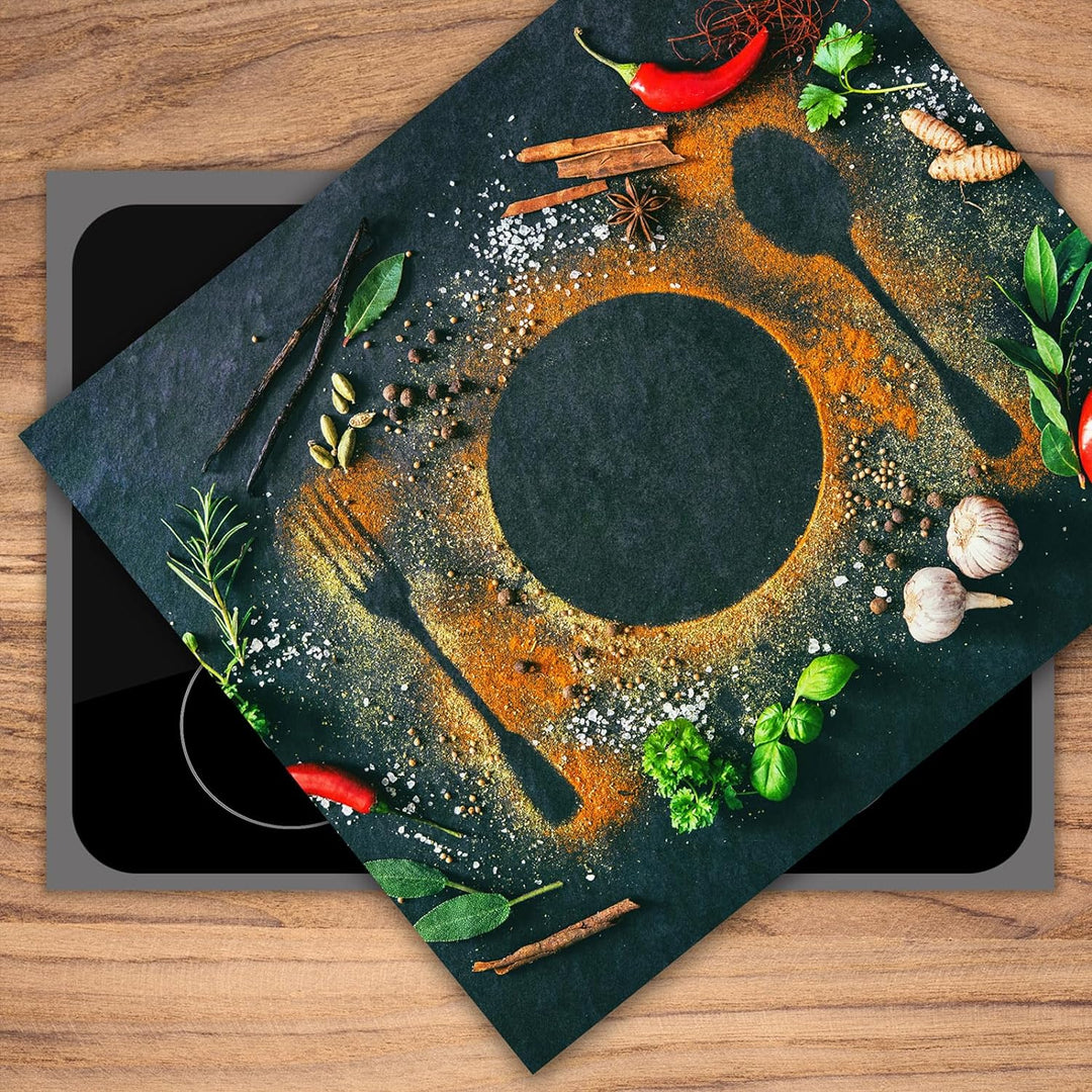 SmartDecoration Herdabdeckplatte Ceranfeldabdeckung aus Glas 60x52 cm Einteilig Motiv "Stein" Grau (