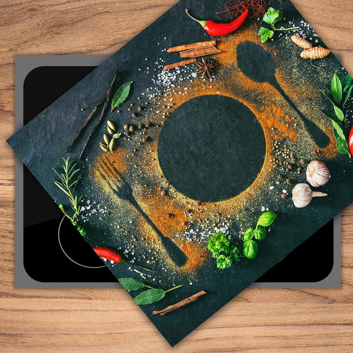 SmartDecoration Herdabdeckplatte Ceranfeldabdeckung aus Glas 60x52 cm Einteilig Motiv "Stein" Grau (