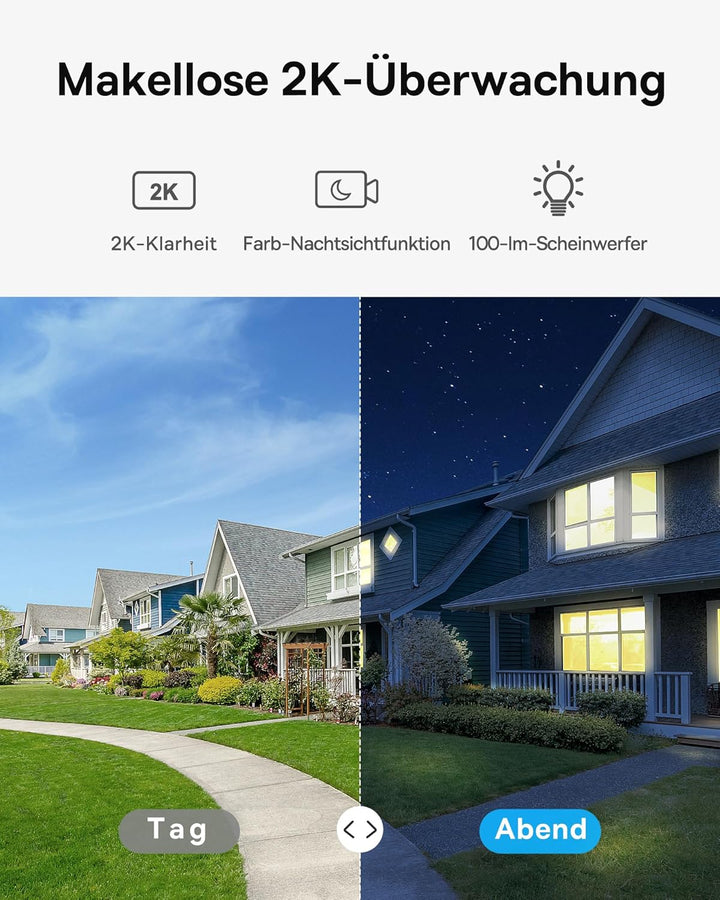 Baseus Security B1 Solocam Überwachungskamera Aussen Kabellos 210Tage, 2K HD, 145 Grad, IP67, Nachts