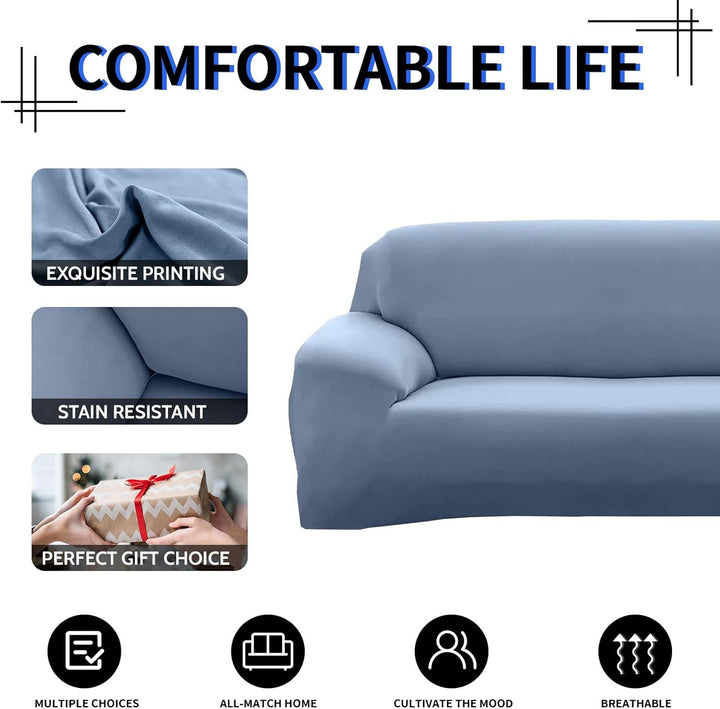 Lydevo Sofabezug 1 Sitzer Stretch Sofahusse Elastischer Sofabezug Spandex Sofa Überzug mit 3 Kissenb