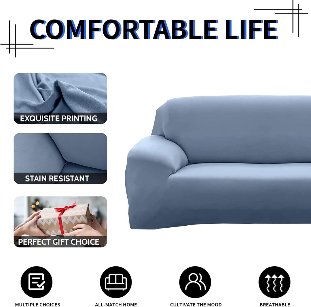 Lydevo Sofabezug 1 Sitzer Stretch Sofahusse Elastischer Sofabezug Spandex Sofa Überzug mit 3 Kissenb
