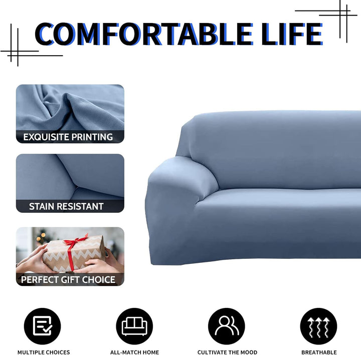 Lydevo Sofabezug 3 Sitzer Stretch Sofahusse Elastischer Sofabezug Spandex Sofa Überzug mit 2 Kissenb