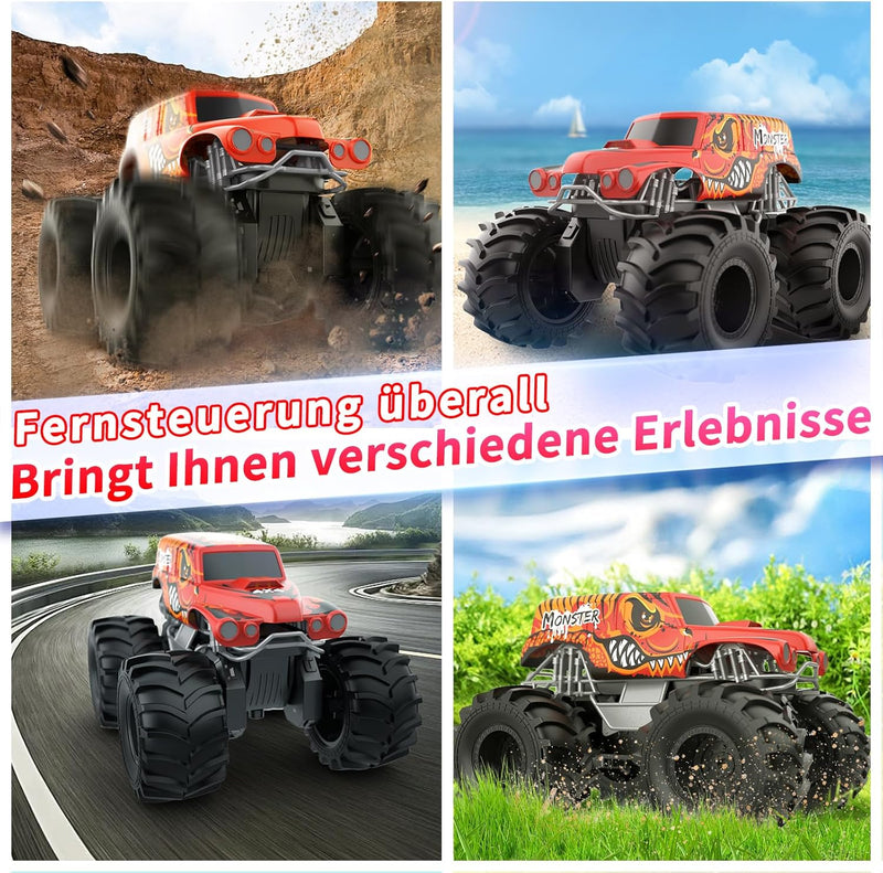 Carox Amphibienfahrzeug Ferngesteuertes Auto, 2.4 Ghz 1500mah RC Auto, Wasserdicht Monstertruck Auto