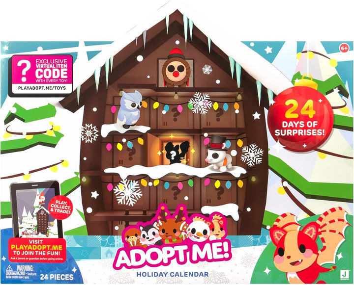 Adopt Me! AME0174 - Adventskalender, 24 Überraschungen inkl. Tieren, Figuren und exklusivem virtuell