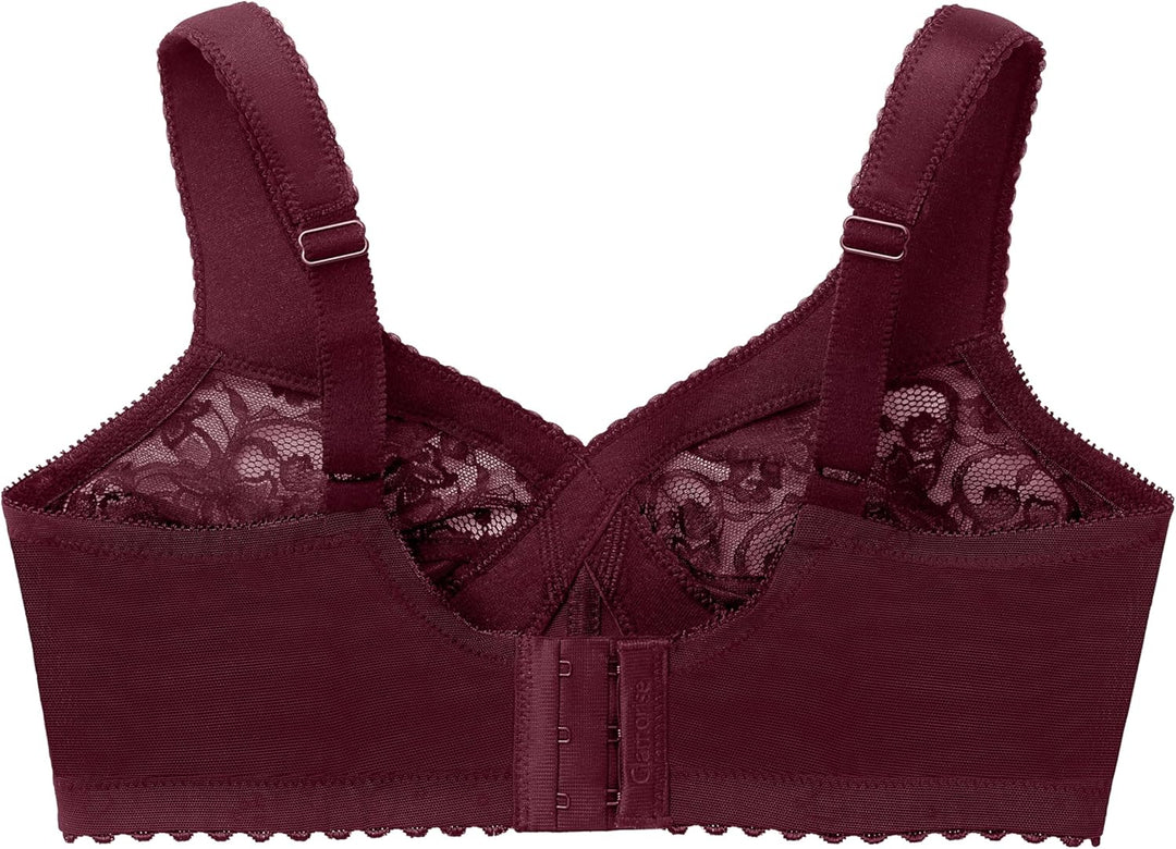 Glamorise Damen Bügelloser MagicLift-Stütz-BH für grosse Grössen Nr. 1000 80B Bordeaux, 80B Bordeaux