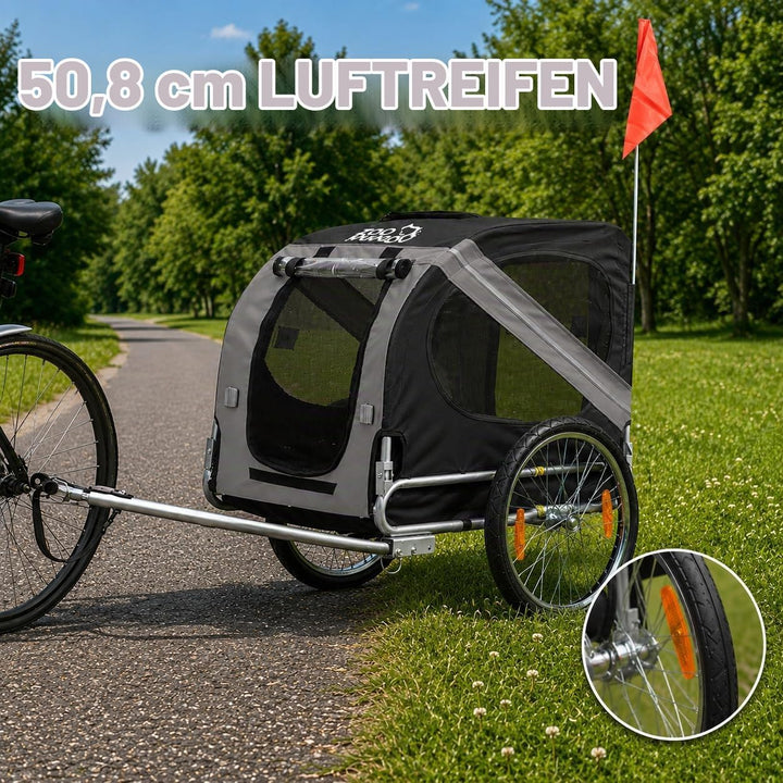 zoomundo Fahrradanhänger Hundeanhänger für Hunde-Transport Silver Frame Dunkelgrau/Schwarz, Dunkelgr