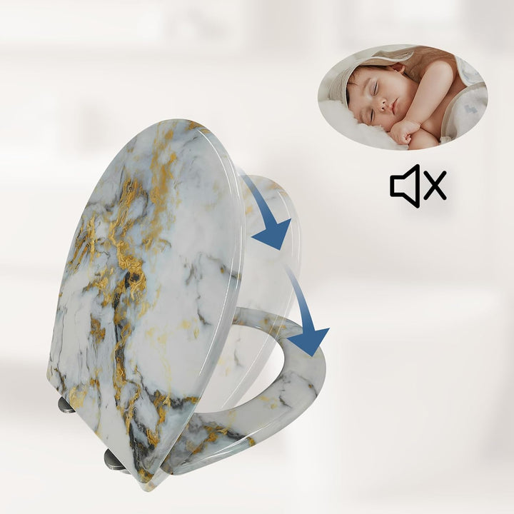 Toilettendeckel mit Absenkautomatik, WC Sitz mit Absenkautomatik Oval Form klodeckel Einfache Reinig