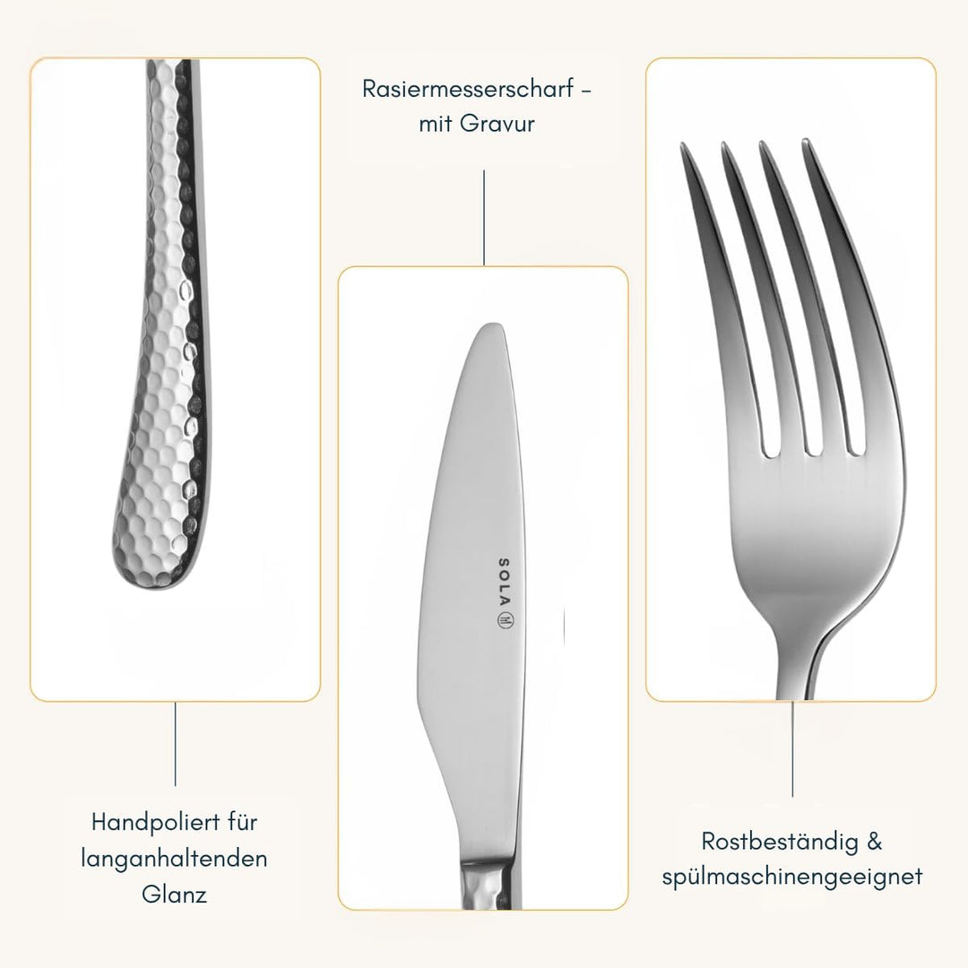 Sola Besteckset Lima 50-teilig 6 Personen - 50 Teile Silberfarben, 6 Personen - 50 Teile Silberfarbe