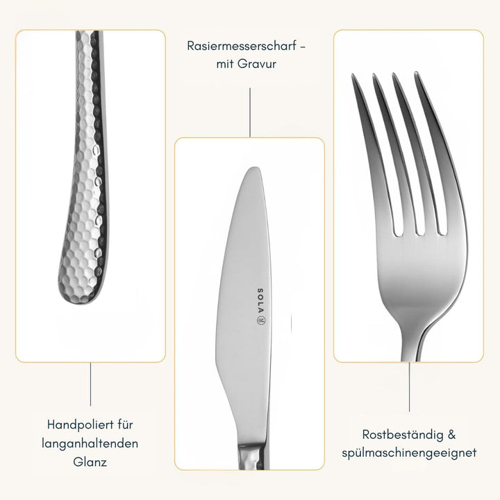 Sola Besteckset Lima 50-teilig 6 Personen - 50 Teile Silberfarben, 6 Personen - 50 Teile Silberfarbe