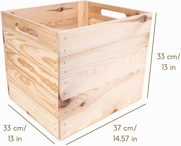 Creative Deco 4 x Holzkiste Natur | passend für alle Kallaxregale | Holzbox mit Griffen | 33 x 37 x