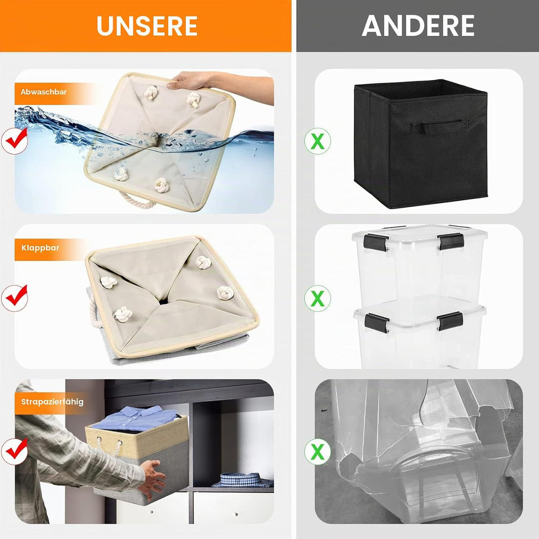 RIWNNI Aufbewahrungsbox Stoff 30x30 [4-Pack], Faltbarer Aufbewahrungsbox für Stoff, Ideal für Kallax