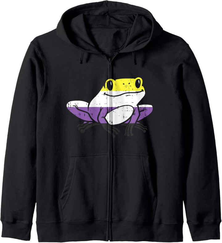 Frog Animal LGBTQ Non-Binary Flag Genderqueer Men Women Kapuzenjacke