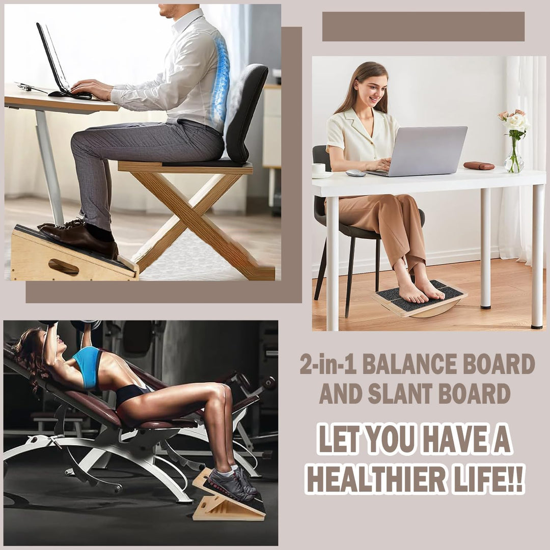 Schrägbrett, Verstellbar Balance Board Erwachsene, Rutschfestes Wadendehner Fusstrainer Heimtraining