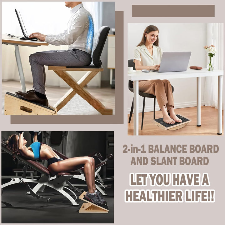 Schrägbrett, Verstellbar Balance Board Erwachsene, Rutschfestes Wadendehner Fusstrainer Heimtraining