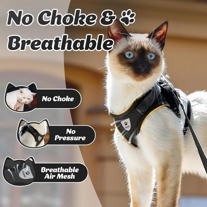 Katzengeschirr und Leine Set zum Spazierengehen Katze kleine Hunde Geschirr Weiches Mesh Verstellbar