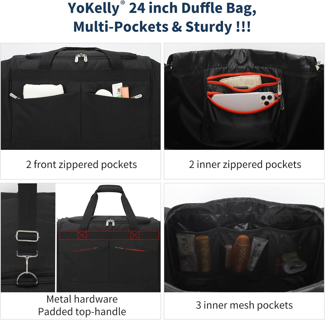65L Sporttasche Herren Gross - 24 inch Grosse Reisetasche Duffle Bag mit Hartem Boden und Schuhfach