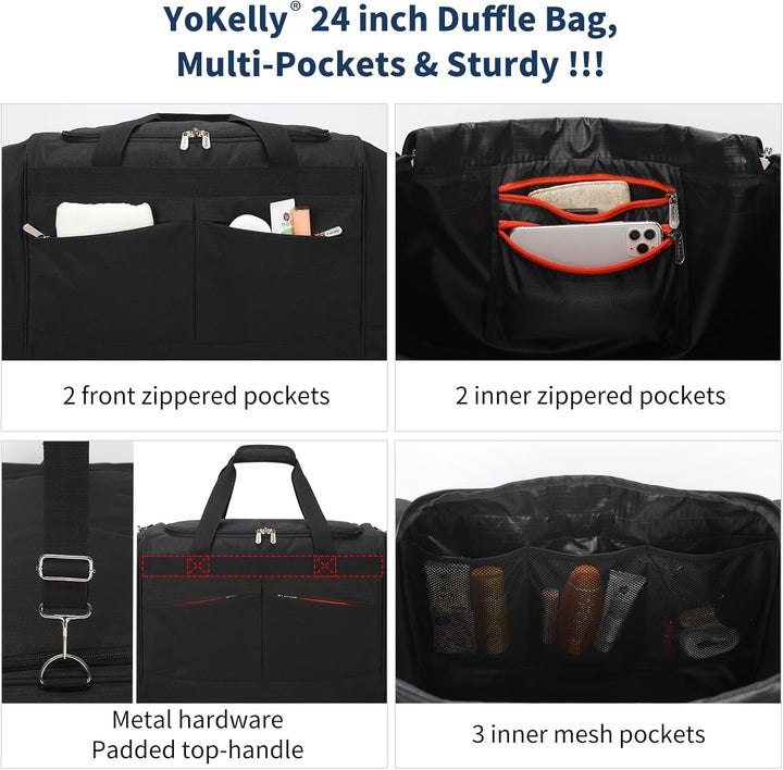 65L Sporttasche Herren Gross - 24 inch Grosse Reisetasche Duffle Bag mit Hartem Boden und Schuhfach