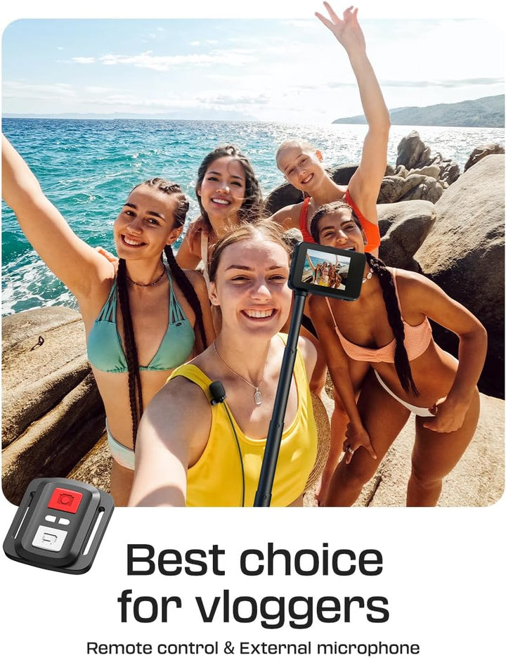 Surfola SF630 Action Cam 4K 60FPS, Unterwasserkamera 40M blankem Metall Wasserdicht Kamera 10M, WiFi