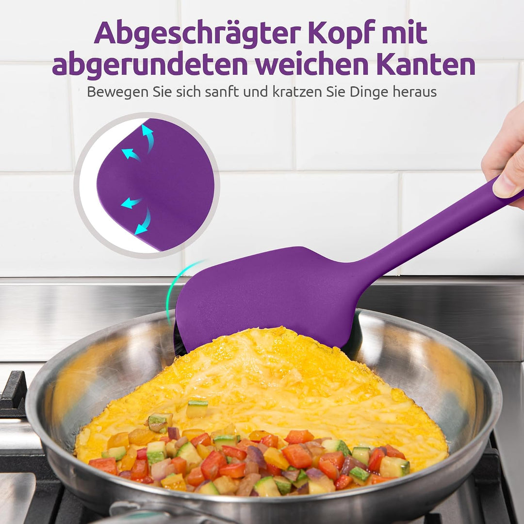U-Taste 5 Stück Silikon Küchenhelfer, 315℃ hitzebeständiger, Lila | Kochutensilien, antihaftbeschich