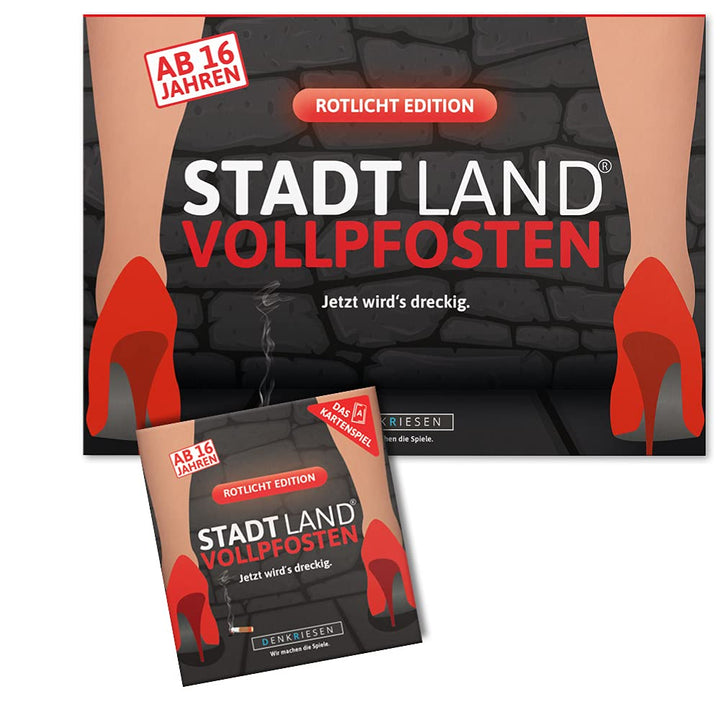 DENKRIESEN Stadt Land VOLLPFOSTEN - ROTLICHT-Duo - Das Kartenspiel und der Spielblock - Rotlicht Edi