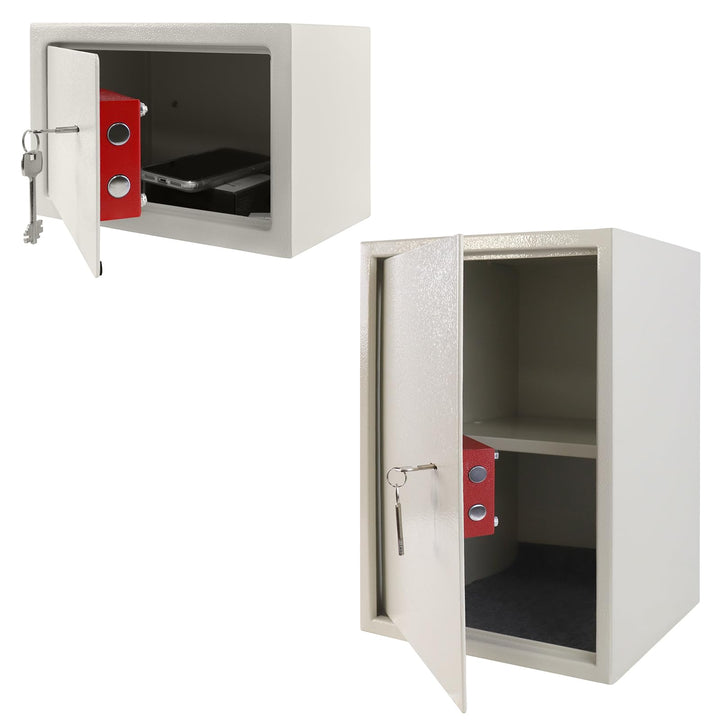 YUENFONG 35x31x50cm Safe Tresor Möbeltresor mit Doppelbartschloss, Wandsafe Schlüsseltresor inkl. 2