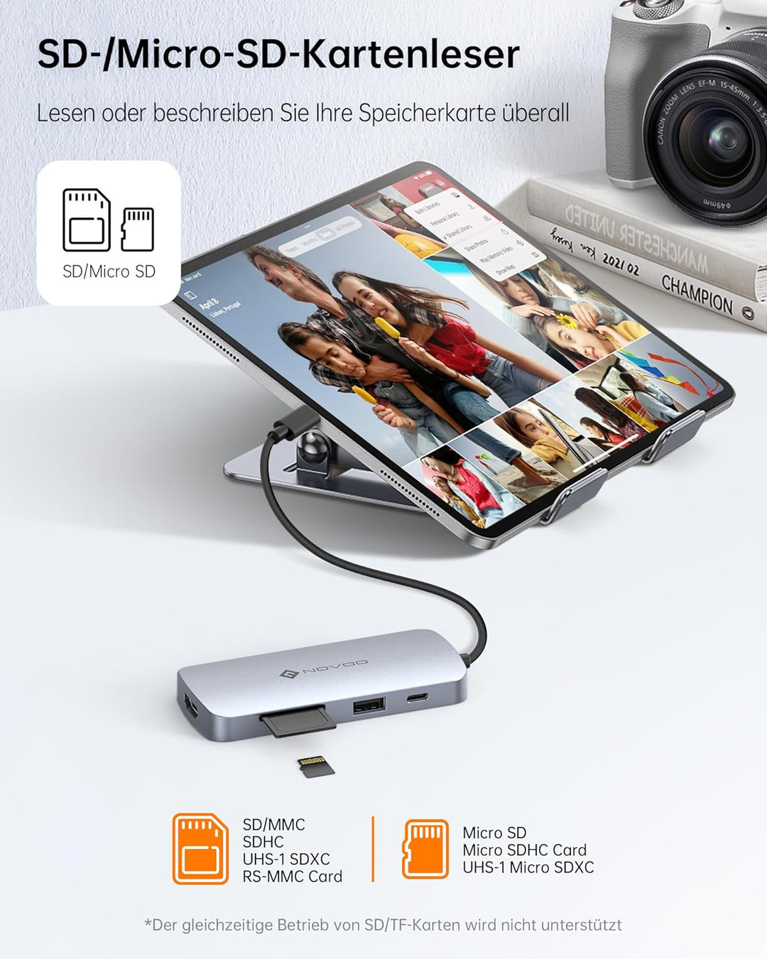 NOVOO USB C Hub 9 in 1 USB C Adapter 4K@60Hz HDMI,4*USB A+1*USB C Datenports,100W PD,SD/TF Docking S